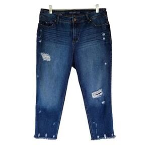 SoundStyle Distressed Cropped Jeans Blue Raw Hem Women Size 10 Mid Rise Denim